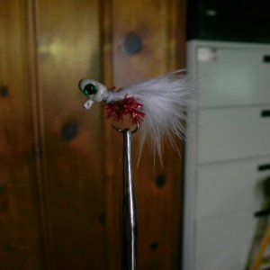 1-32 oz minnow head, marabou and red chenille.JPG